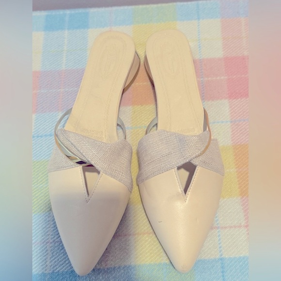 New Cream Minimalist Heels with Textured Straps - Picture 2 of 4